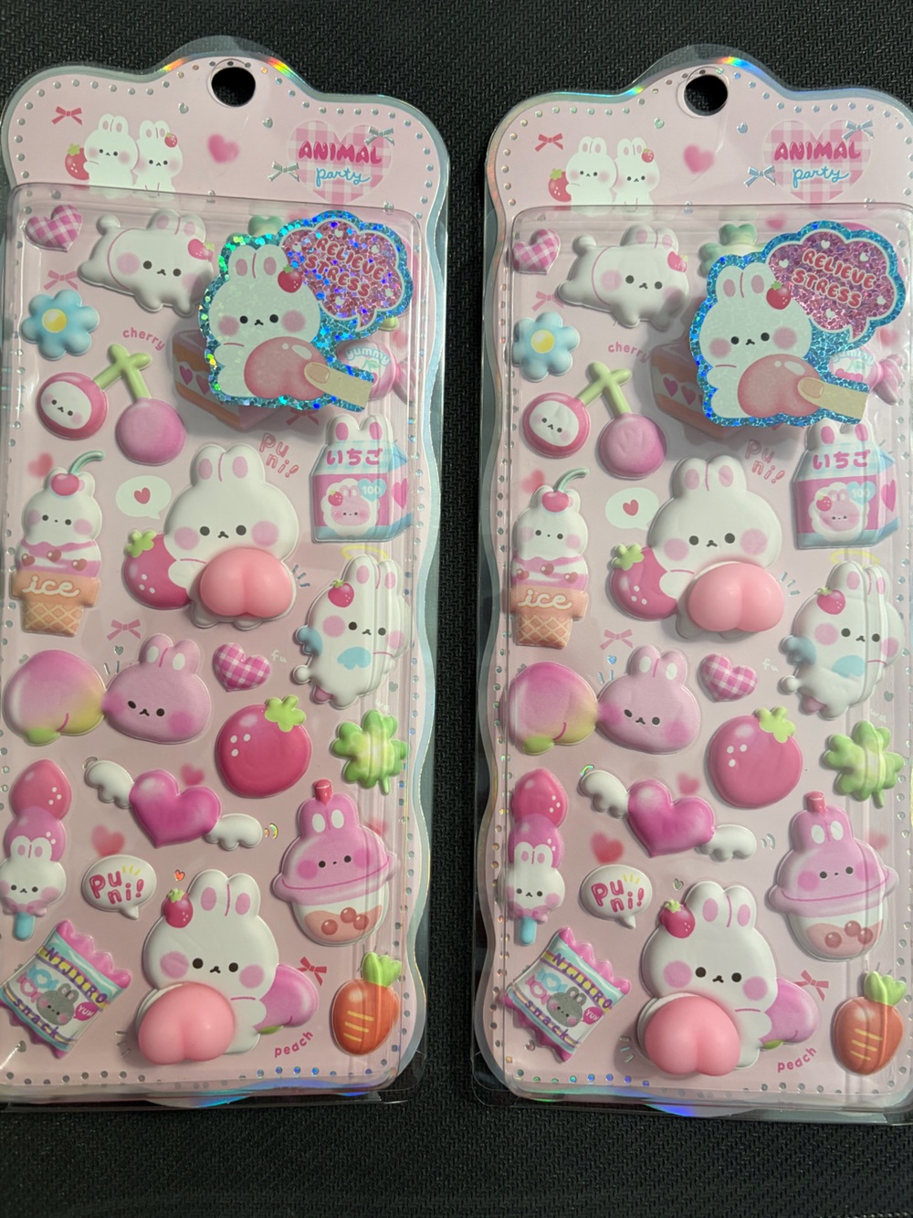 Cute Pink Puffy Stickers for Kids Accessories - Heart & Animal Designs